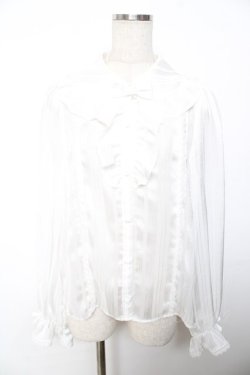 画像1: axes femme kawaii / ストライプシアーブラウス M 白 Y-25-12-01-040-AX-BL-SZ-ZY