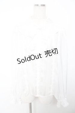 画像1: axes femme Kawaii / ストライプシアーブラウス M 白 Y-25-12-01-040-AX-BL-SZ-ZS