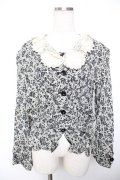 INGEBORG / 襟レースバラ柄ジャケット F オフ×黒 Y-25-12-01-043-LO-JA-SZ-ZY