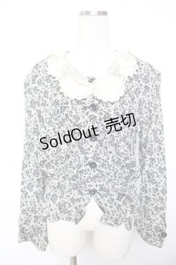 画像1: INGEBORG / 襟レースバラ柄ジャケット F オフ×黒 Y-25-12-01-043-LO-JA-SZ-ZY