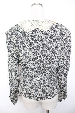 画像2: INGEBORG / 襟レースバラ柄ジャケット F オフ×黒 Y-25-12-01-043-LO-JA-SZ-ZY