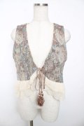 axes femme / 裾フリルタッセルベスト M 茶 Y-25-12-04-043-AX-TO-SZ-ZY