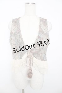 axes femme / 裾フリルタッセルベスト M 茶 Y-25-12-04-043-AX-TO-SZ-ZS