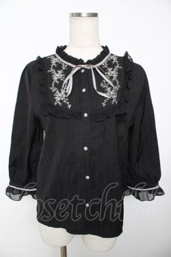 画像1: axes femme / 刺繍入りプチハイブラウス M 黒 Y-25-12-04-044-AX-BL-SZ-ZY