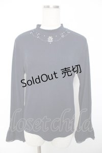 axes femme / バラネックレス風リブプルオーバー M 紺 Y-25-12-04-048-AX-TO-SZ-ZY