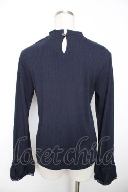 画像2: axes femme / バラネックレス風リブプルオーバー M 紺 Y-25-12-04-048-AX-TO-SZ-ZY