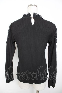 画像2: axes femme / オーガンジーレースリブプルオーバー M 黒 Y-25-12-04-049-AX-TO-SZ-ZY
