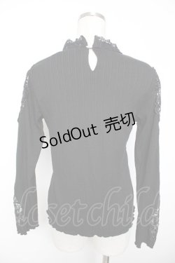 画像2: axes femme / オーガンジーレースリブプルオーバー M 黒 Y-25-12-04-049-AX-TO-SZ-ZS