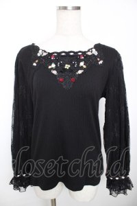 axes femme / ローズガーデン×蝶レースプルオーバー M 黒 Y-25-12-04-050-AX-TO-SZ-ZY