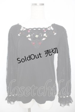 画像1: axes femme / ローズガーデン×蝶レースプルオーバー M 黒 Y-25-12-04-050-AX-TO-SZ-ZS