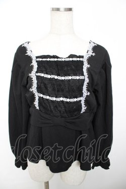 画像1: axes femme / ウエストリボンカットソープルオーバー M 黒 Y-25-12-04-054-AX-TO-SZ-ZY