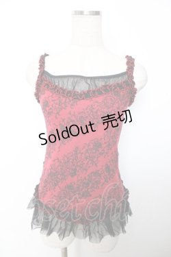 画像1: ALGONQUINS / サーカス柄レースアップフリルキャミ  赤×黒 Y-25-12-04-055-AL-TO-SZ-ZS