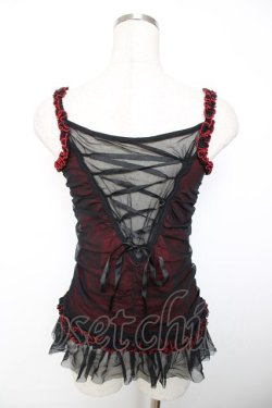 画像2: ALGONQUINS / サーカス柄レースアップフリルキャミ  赤×黒 Y-25-12-04-055-AL-TO-SZ-ZY