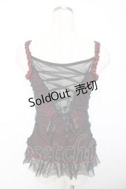 画像2: ALGONQUINS / サーカス柄レースアップフリルキャミ  赤×黒 Y-25-12-04-055-AL-TO-SZ-ZS