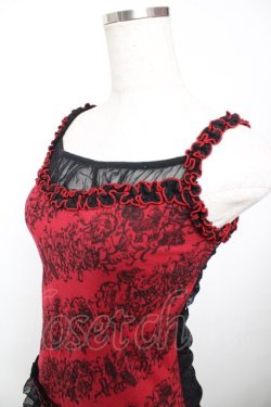 画像3: ALGONQUINS / サーカス柄レースアップフリルキャミ  赤×黒 Y-25-12-04-055-AL-TO-SZ-ZY