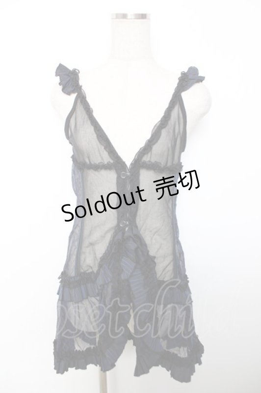 画像1: H jelly / シースルービスチェpt入りベビードール  黒×青 Y-25-12-04-057-HN-OP-SZ-ZI (1)