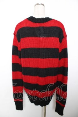 画像2: HELL CAT PUNKS / ボーダーニット  黒×赤 Y-25-12-04-060-PU-TO-SZ-ZY