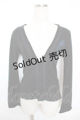H jelly / クラウン×バラ刺繍レースアップカーディガン  黒 Y-25-12-04-062-HN-TO-SZ-ZS