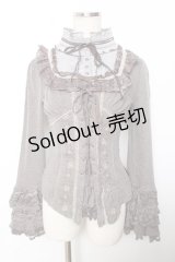 Ozz oneste / 薔薇刺繍レースアップレイヤードトップス  グレー Y-25-12-04-064-OO-TO-SZ-ZY
