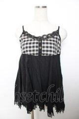 GRAMM / ギンガム切替チュニック  黒 Y-25-12-04-066-HN-OP-SZ-ZY