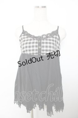 画像1: GRAMM / ギンガム切替チュニック  黒 Y-25-12-04-066-HN-OP-SZ-ZY