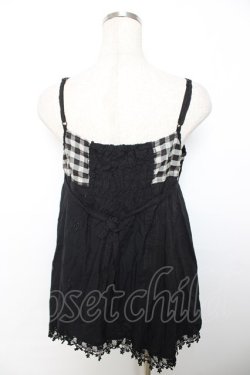 画像2: GRAMM / ギンガム切替チュニック  黒 Y-25-12-04-066-HN-OP-SZ-ZY