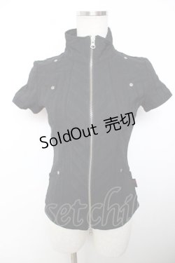 画像1: Ozz On / ZIPアップ半袖トップス  黒 Y-25-12-04-067-OO-TO-SZ-ZY