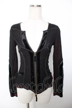 画像1: Ozz Croce / メッシュ切替ZIPパーカー  黒×赤 Y-25-12-04-069-OO-TO-SZ-ZY