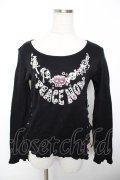 PEACE NOW / プリント編み上げカットソー M 黒 Y-25-12-04-075-PU-TO-SZ-ZY