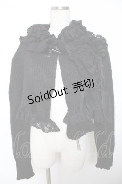 画像1: GRAMM / モチーフ付きニットボレロ  黒 Y-25-12-04-076-HN-TO-SZ-ZY