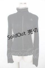 Ozz Croce / 髑髏刺繍ハイネックニットトップス  黒×グレー Y-25-12-04-077-OO-TO-SZ-ZY