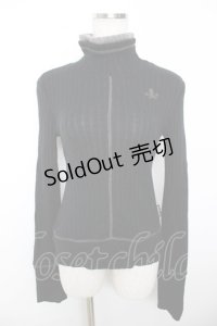 Ozz Croce / 髑髏刺繍ハイネックニットトップス  黒×グレー Y-25-12-04-077-OO-TO-SZ-ZY