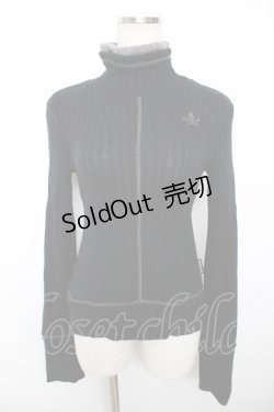 画像1: Ozz Croce / 髑髏刺繍ハイネックニットトップス  黒×グレー Y-25-12-04-077-OO-TO-SZ-ZY