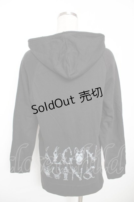 画像2: ALGONQUINS / うさぎプリントのパーカー  黒 Y-25-12-04-079-AL-TO-SZ-ZI (2)