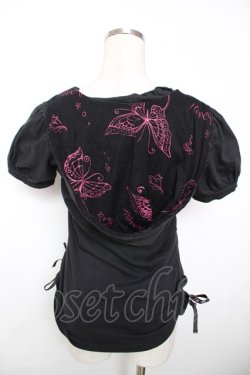 画像2: h.Jelly HONEY / サイドギャザーフードカットソー  黒 Y-25-12-04-080-HN-TO-SZ-ZY