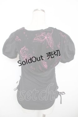 画像2: h.Jelly HONEY / サイドギャザーフードカットソー  黒 Y-25-12-04-080-HN-TO-SZ-ZY