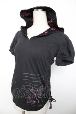 画像3: h.Jelly HONEY / サイドギャザーフードカットソー  黒 Y-25-12-04-080-HN-TO-SZ-ZY