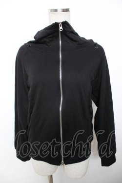 画像1: ALGONQUINS / メッシュ使いZIPハイネックパーカー F 黒 Y-25-12-04-081-AL-TO-SZ-ZY