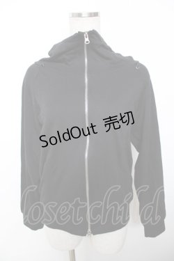 画像1: ALGONQUINS / メッシュ使いZIPハイネックパーカー F 黒 Y-25-12-04-081-AL-TO-SZ-ZI