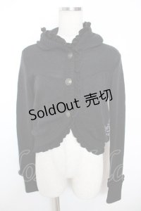 FRILL / リボン刺繍フリルニットボレロ  黒 Y-25-12-04-082-HN-TO-SZ-ZY