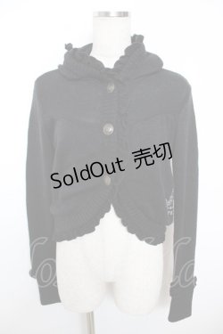 画像1: FRILL / リボン刺繍フリルニットボレロ  黒 Y-25-12-04-082-HN-TO-SZ-ZY