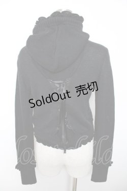 画像2: FRILL / リボン刺繍フリルニットボレロ  黒 Y-25-12-04-082-HN-TO-SZ-ZY