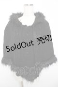 PEACE NOW / ファーフード付ニットポンチョ M 黒 Y-25-12-04-083-PU-JA-SZ-ZS