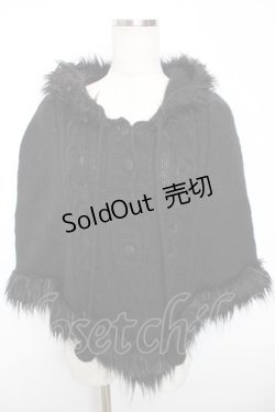 画像1: PEACE NOW / ファーフード付ニットポンチョ M 黒 Y-25-12-04-083-PU-JA-SZ-ZS
