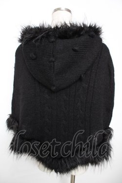 画像2: PEACE NOW / ファーフード付ニットポンチョ M 黒 Y-25-12-04-083-PU-JA-SZ-ZY