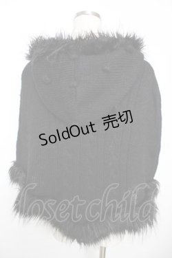 画像2: PEACE NOW / ファーフード付ニットポンチョ M 黒 Y-25-12-04-083-PU-JA-SZ-ZS