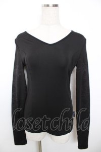 Ozz Croce / 龍プリントVネックトップス  黒 Y-25-12-04-085-OO-TO-SZ-OS