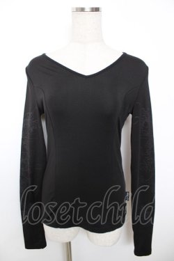 画像1: Ozz Croce / 龍プリントVネックトップス  黒 Y-25-12-04-085-OO-TO-SZ-ZY