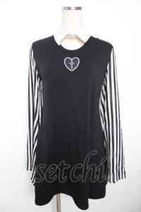 HELL CAT PUNKS / ストライプ袖カットワンピース F 黒 Y-25-12-04-089-PU-OP-SZ-ZY