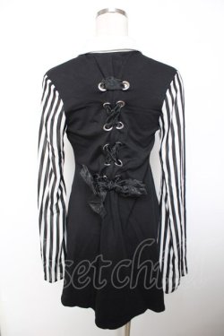 画像2: HELL CAT PUNKS / ストライプ袖カットワンピース F 黒 Y-25-12-04-089-PU-OP-SZ-ZY